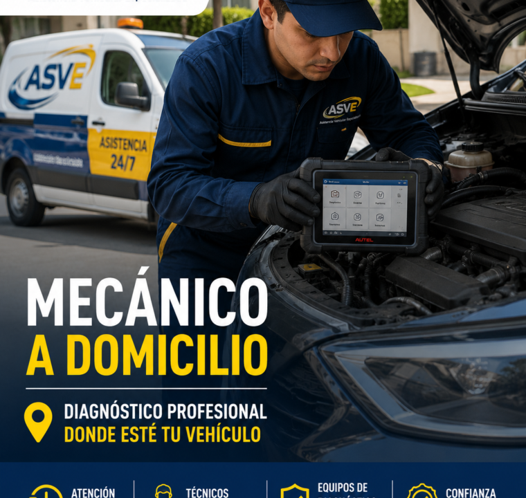 Mecánico a domicilio en Bogotá realizando diagnóstico profesional de un vehículo | ASVE