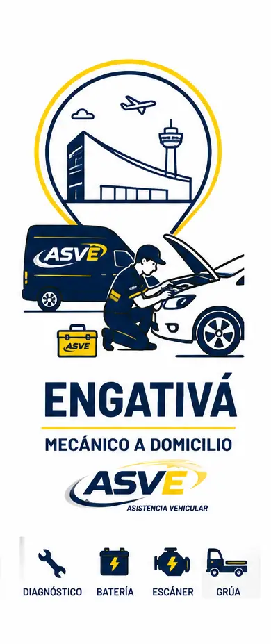 Técnico de ASVE realizando diagnóstico mecánico a domicilio para un vehículo en Engativá, Bogotá.