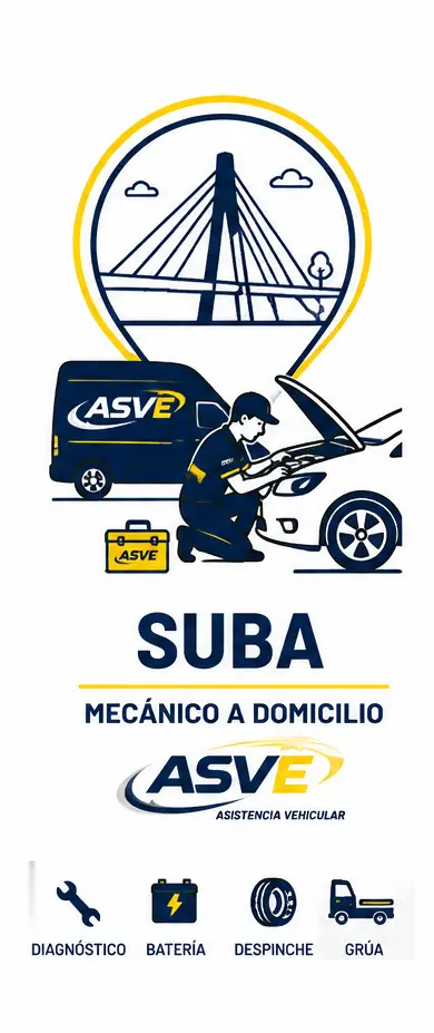 Técnico de ASVE prestando servicio de mecánico a domicilio en la localidad de Suba, Bogotá, con asistencia vehicular para carro varado.