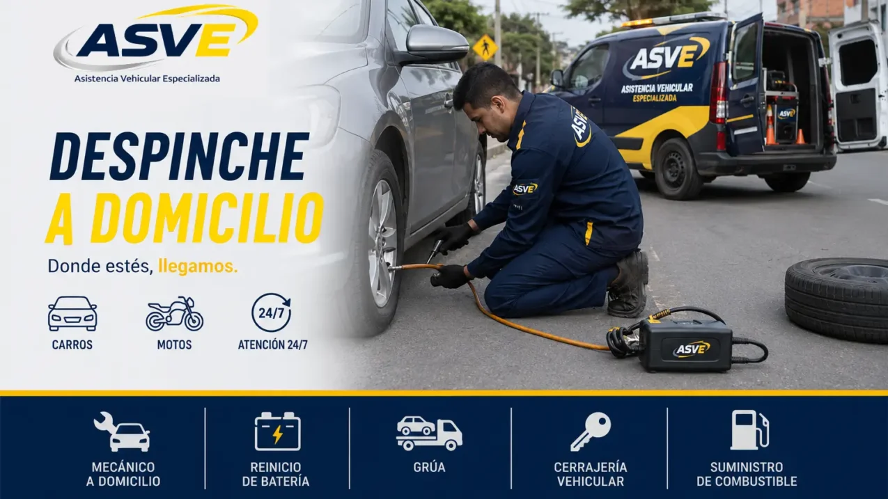 Despinche a domicilio para carros y motos en Bogotá con asistencia vehicular ASVE