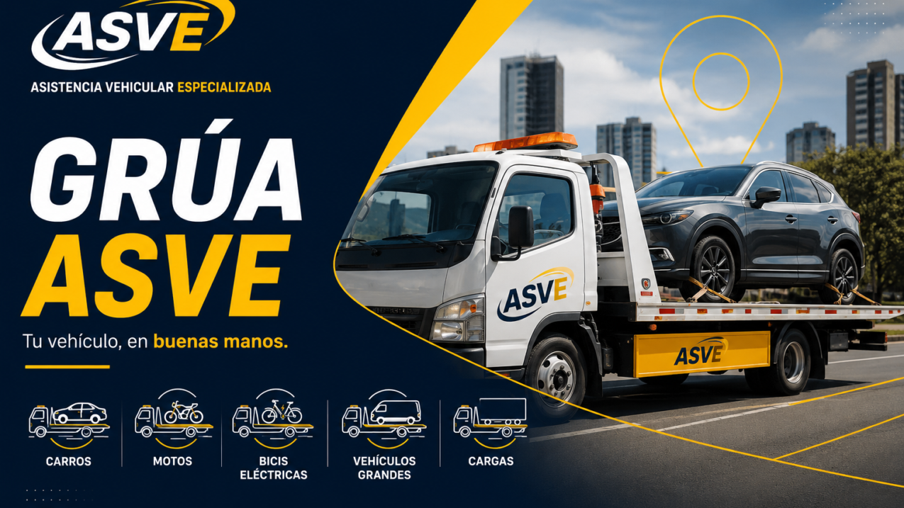 Grúa ASVE para carros, motos y vehículos inmovilizados