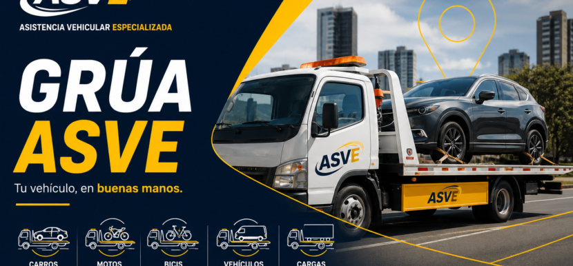Grúa ASVE para carros, motos y vehículos inmovilizados